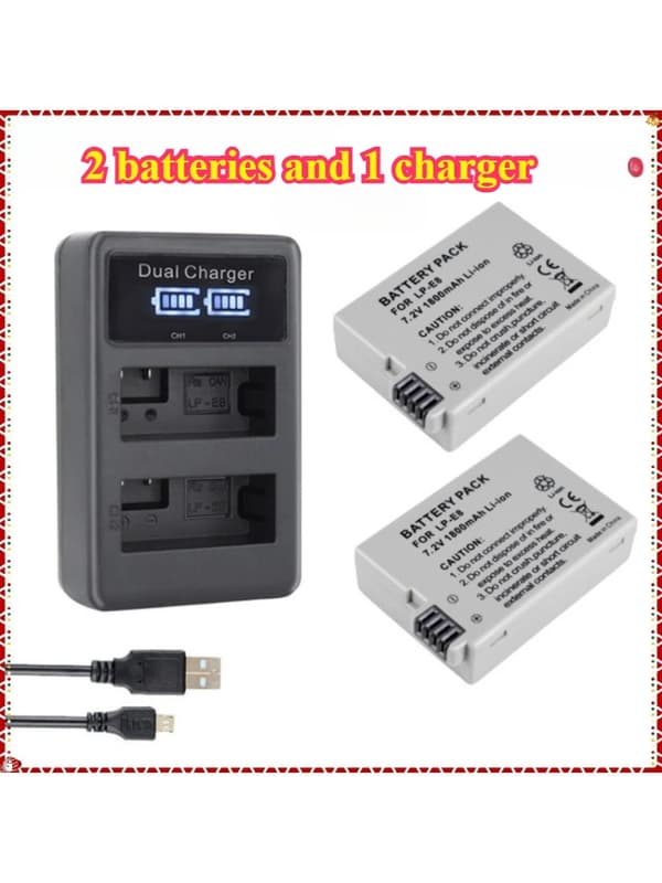Kamerabatterioplader Sæt, Dobbeltoplader, 1800mAh Kompatibilitet,2 STK 1 oplader