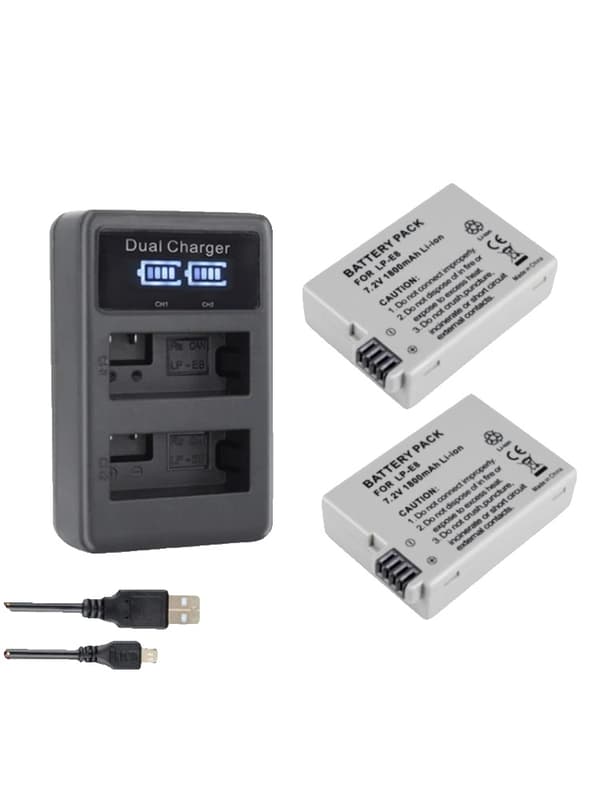 Kamerabatterioplader Sæt, Dobbeltoplader, 1800mAh Kompatibilitet,2 STK 1 oplader