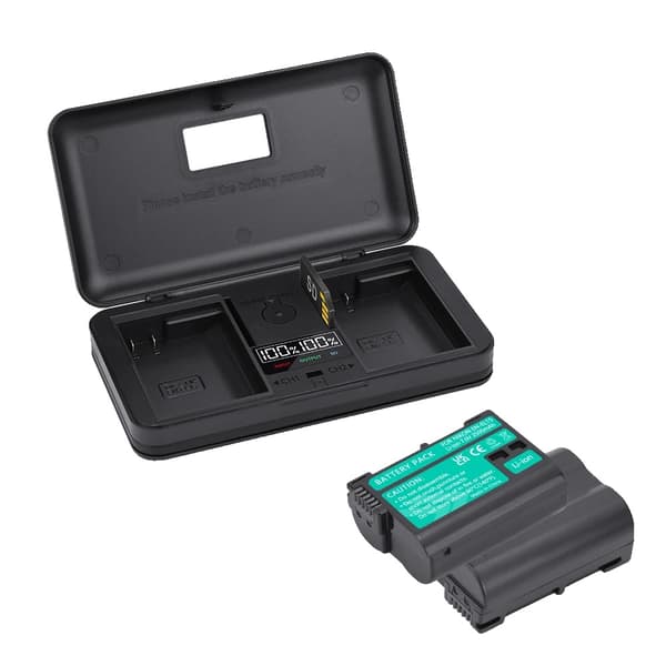 EN-EL15 Batteripakke, 2500 mAh kapacitet, dobbelt opladningsporte,2Batteri 1Oplader