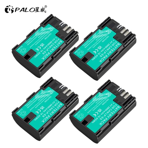 LP-E6 Batteri Sæt, 2 Batterier med Oplader, 3 Batterier med Oplader,4 LP-E6 Batteri