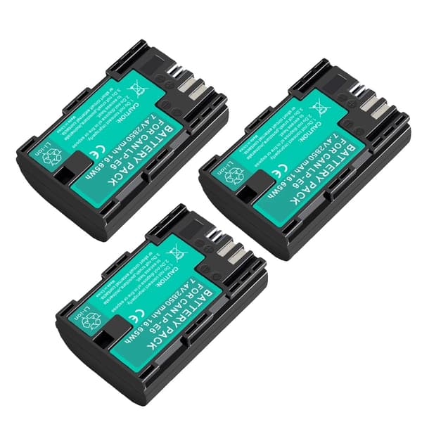 LP-E6 Batteri Sæt, 2 Batterier med Oplader, 3 Batterier med Oplader,3 LP-E6 batterier