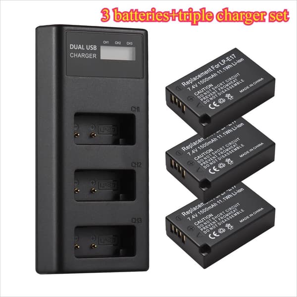 LPE17 Batterisæt, 1200 mAh kapacitet, 3 stk. 1 oplader sæt,3 STK 1 opladersæt