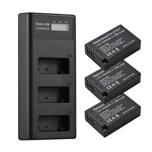 LPE17 Batterisæt, 1200 mAh kapacitet, 3 stk. 1 oplader sæt,3 STK 1 opladersæt
