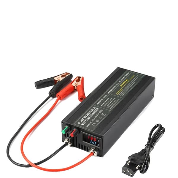 Højstrøms Lifepo4 Oplader, Justerbar Udgange Spænding, Hurtig Opladningskapacitet,EU, CL60A Alligator Clip