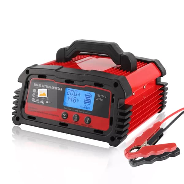 Smart Batterioplader, 12V/24V Hurtig Opladning, Multi-Beskyttelse med LCD Skærm,12V, 20A Oplader, TYSK