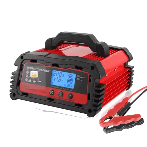 Smart Batterioplader, 12V/24V Hurtig Opladning, Multi-Beskyttelse med LCD Skærm,12V, 20A Oplader, TYSK