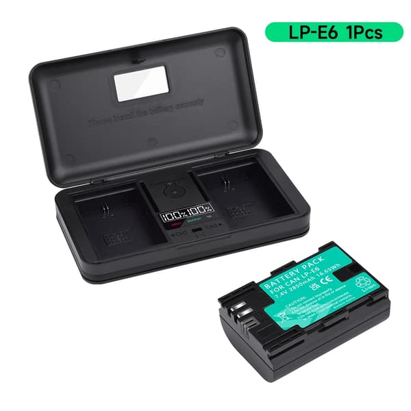 Batteri og Oplader, 2850mAh Kapacitet, Genopladelig, Dobbelt Oplader,1batteri og oplader