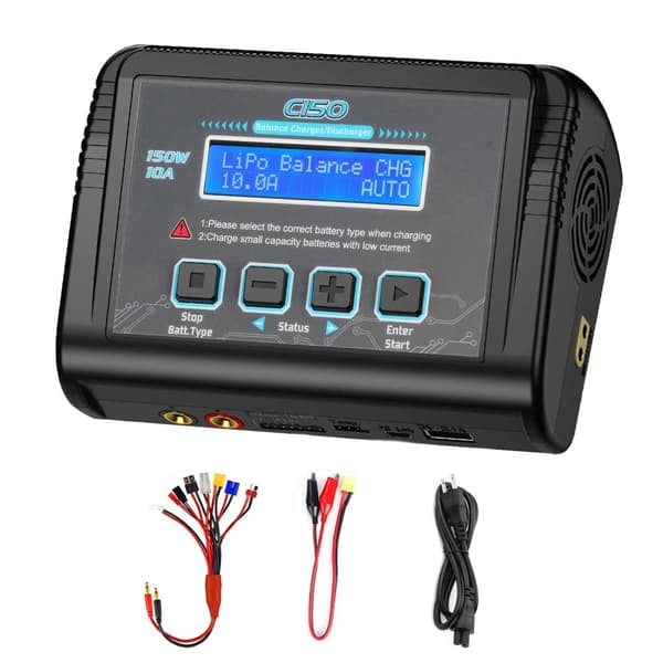 Lipo Oplader, Dobbelt Kanal Opladning, AC/DC Strøm Understøttelse,C150 Oplader, EU stik