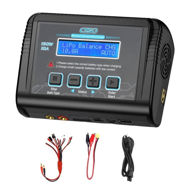 Lipo Oplader, Dobbelt Kanal Opladning, AC/DC Strøm Understøttelse,C150 Oplader, EU stik