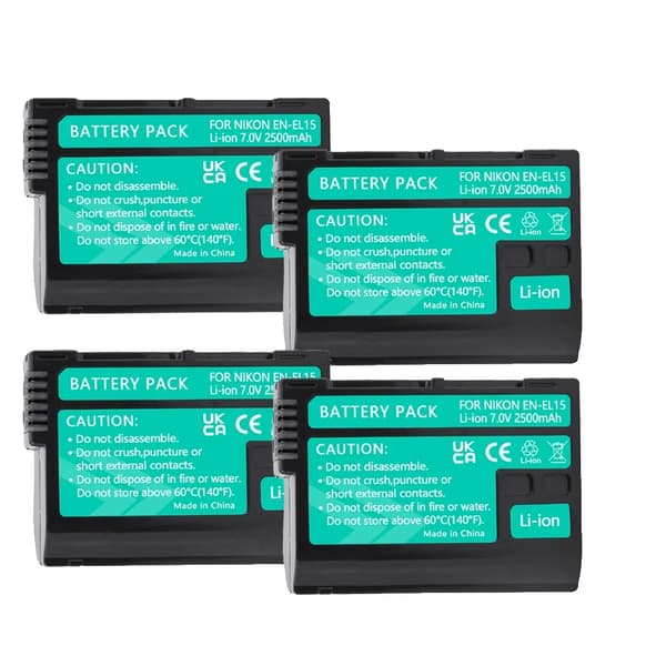 EN-EL15 Batteri og Oplader Sæt, 2500mAh Kapacitet, LCD Dobbelt Slot Oplader,4 PCS Batteri