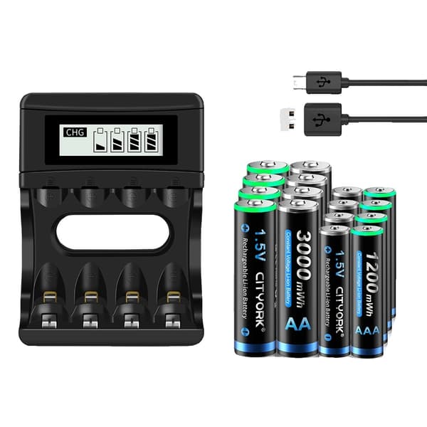 Genopladeligt batteripakke, 1,5V NI-MH, inkluderer oplader, langvarig levetid,8AA 8AAA 1oplader