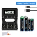 Miniatyrbillede 2 af 2: Genopladeligt batteripakke, 1,5V NI-MH, inkluderer oplader, langvarig levetid,4AA 4AAA 1oplader