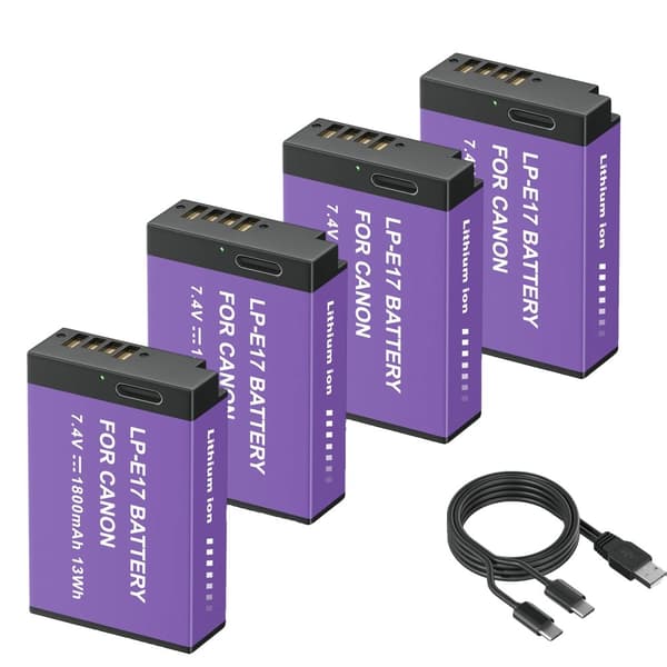 Kameran akku, USB-lataus, 1800mAh kapasiteetti, yhteensopiva useiden mallien kanssa,4KPL