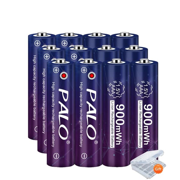 PALO 1.5V Li-ion AAA Ladattava Akka, 900mWh Kapasiteetti, 1500 Kertaa Ladattava,12 kpl