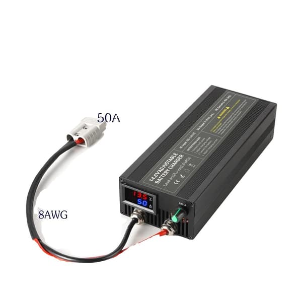 12V 50A Lifepo4 Oplader, Justerbar Strøm 0-50A, Tre-Trins Opladningsmode,14,6V 50A Anderson, EU-stik