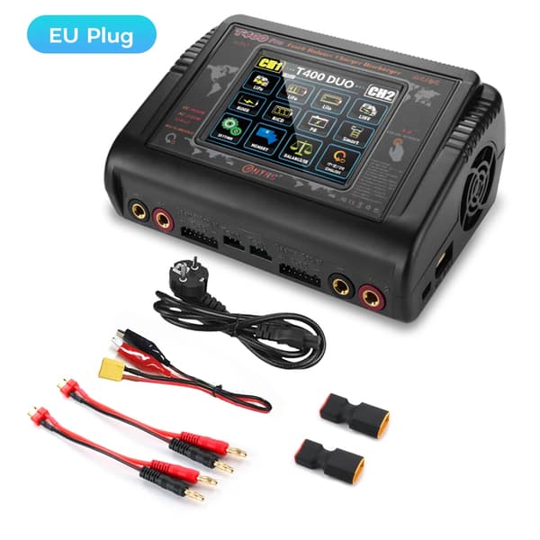 HTRC T400 Lipo Batterioplader, Dual Channel Support, 400W Strømudgang,EU STIK
