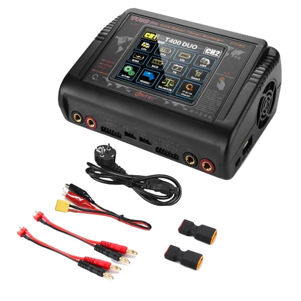 HTRC T400 Lipo Batterioplader, Dual Channel Support, 400W Strømudgang,EU STIK