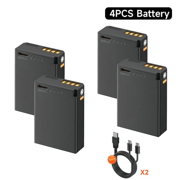 LP-E10 Kamerabatteri, Typ-C Laddningsport, 2300mAh Kapacitet,4 st batterier