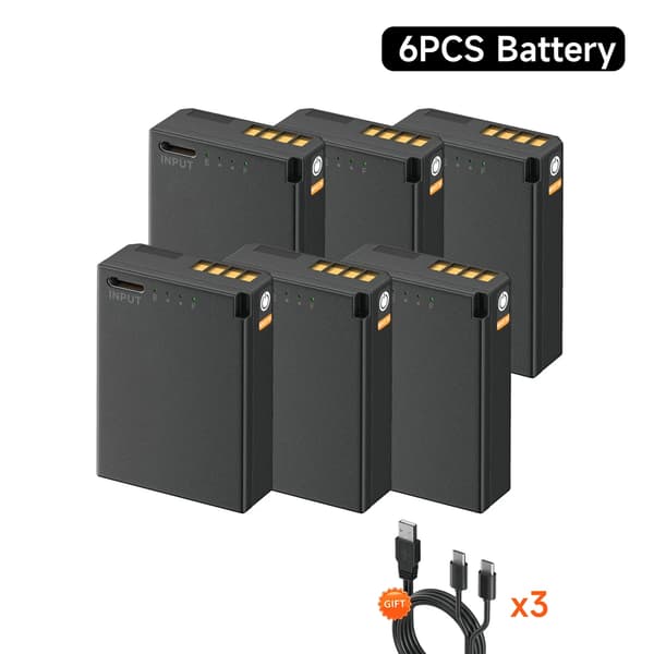 LP-E10 Kameraakku, Type-C Latausportti, 2300mAh Kapasiteetti,6 kpl paristoa