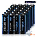 Miniatyrbillede 2 af 2: Genopladeligt Ni-MH batteripakke, 3000 mAh kapacitet, LCD smart oplader,24 AA-batterier