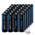 Miniatyrbillede 1 af 2: Genopladeligt Ni-MH batteripakke, 3000 mAh kapacitet, LCD smart oplader,24 AA-batterier