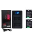 Miniatyrbillede 1 af 2: Kamerabatteri, dual slot oplader, genopladelig, RoHS-certificeret,2BatteriMedOplader
