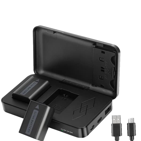 Kamerabatterioplader, dual opladningskapacitet, LCD-display, flere sikkerhedsbeskyttelser,Sæt 2