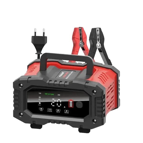 Batterioplader, 12V 20A, 24V 10A, Smart Opladning,20A 10A Rød