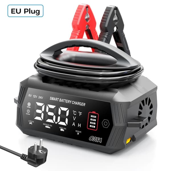 Smart Batterioplader, 35A Bilbatterioplader, Multi-Spændingsunderstøttelse, Intelligent Opladning,EU STIK
