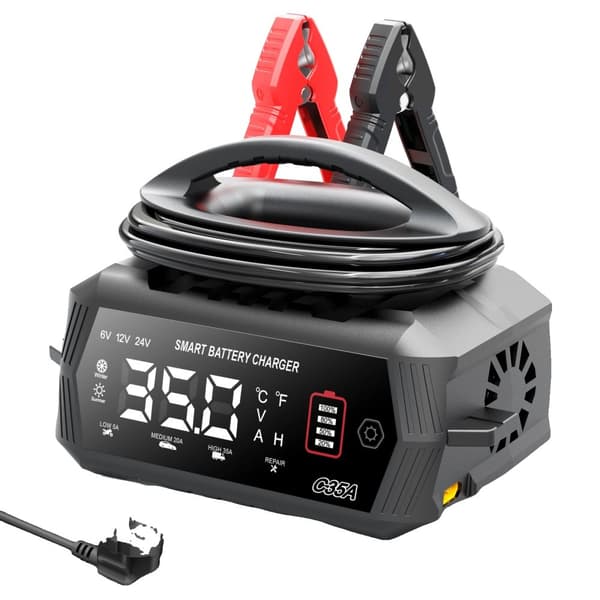 Smart Batterioplader, 35A Bilbatterioplader, Multi-Spændingsunderstøttelse, Intelligent Opladning,EU STIK