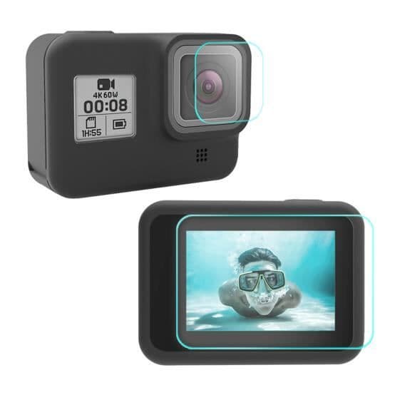 Ultraklart skärmskydd i härdat glas + härdat glasfilm för GoPro Hero 8 Black (2 st)
