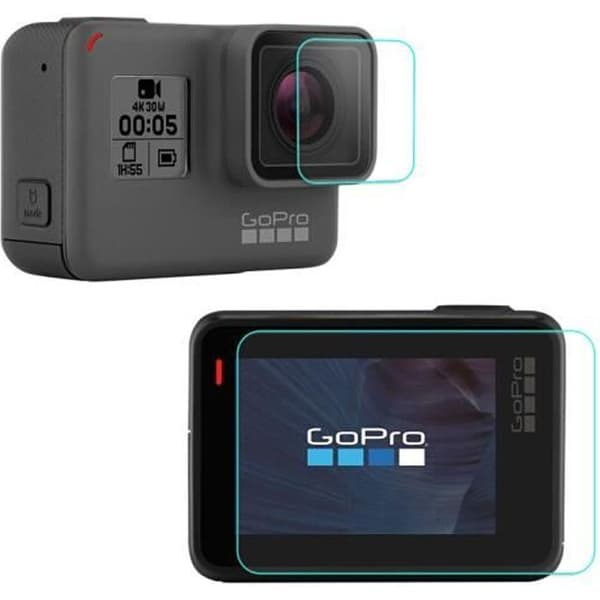 Ultraklart skärmskydd i härdat glas + härdat glasfilm för GoPro Hero 7 Black (2 st)