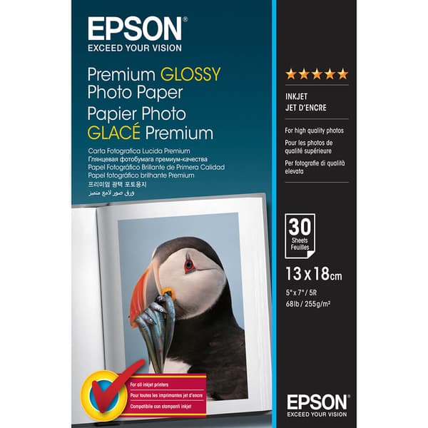 EPSON 13x18cm Premium Glossy Photo Paper 255gr 30 ark