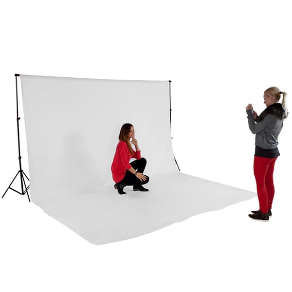Stativsystem til fotobaggrund 3x6m med taske - hvid