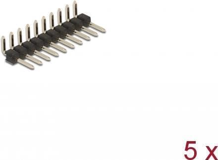 Delock - Pin header (10-benet, stigning 2,54 mm) - sort (pakke med 5) (66695)