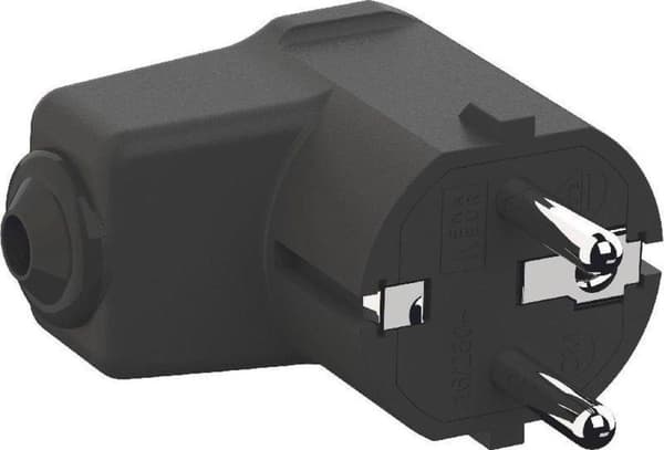 Bachmann CEE 7/7 maadoitettu suorakulmainen virtapistoke / musta