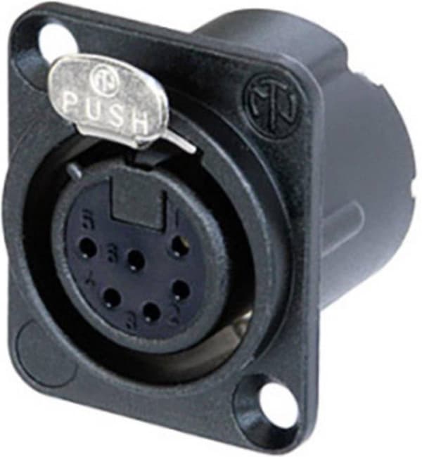 Neutrik NC6FD-LX-B-CON XLR-stik Flangebøsning, kontakter lige Antal ben: 6 Sort 1 stk.