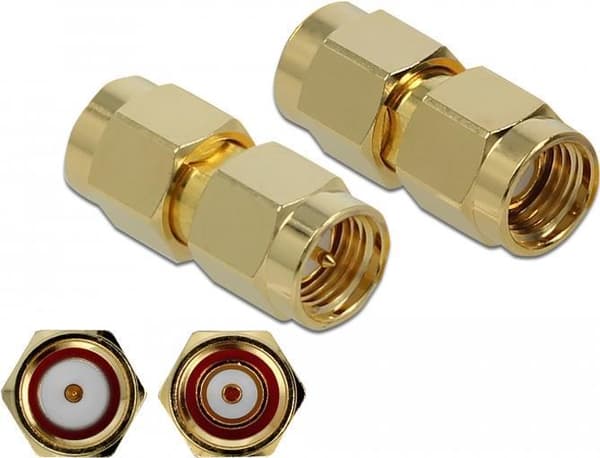 DeLOCK 10 GHz - Antenneadapter - RP-SMA (M) til SMA (M) - Guld (89971)