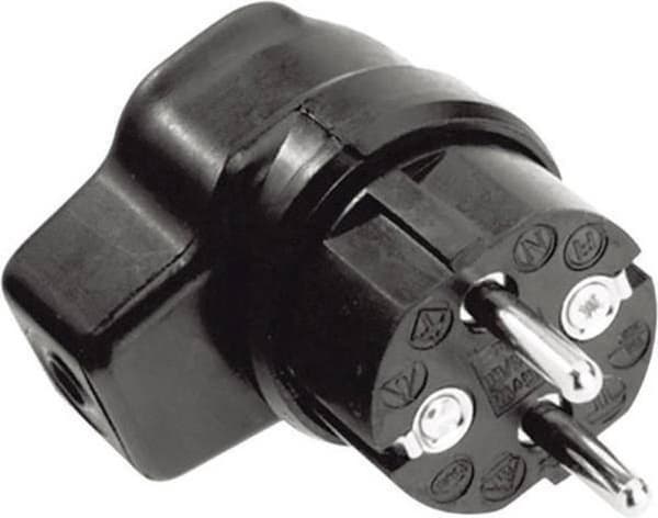 Bachmann CEE 7/4 Jordet retvinklet gummi IP44 Strømstik / Sort