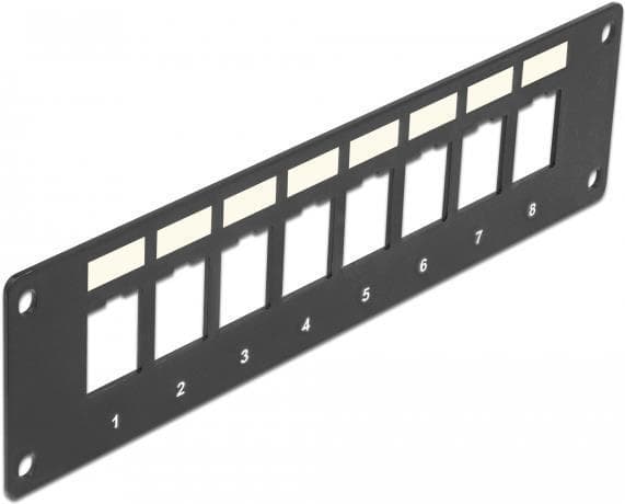 Delock - Tomt keystone patchpanel - kan monteres i plan - sort - 8 porte (86597) Sort