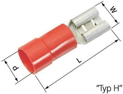 LappKabel klinge klemmuffe: Fatningsbredde: 4,8 mm Fattykkelse: 0,5 mm 180 ° delvist isoleret rød 63101030 100 stk. (63101030)