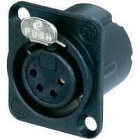 Neutrik XLR-konnektorflangefatning, jævne kontakter: 4 sorte NC4FD-LX-B 1 stk (NC4FD-LX-B)