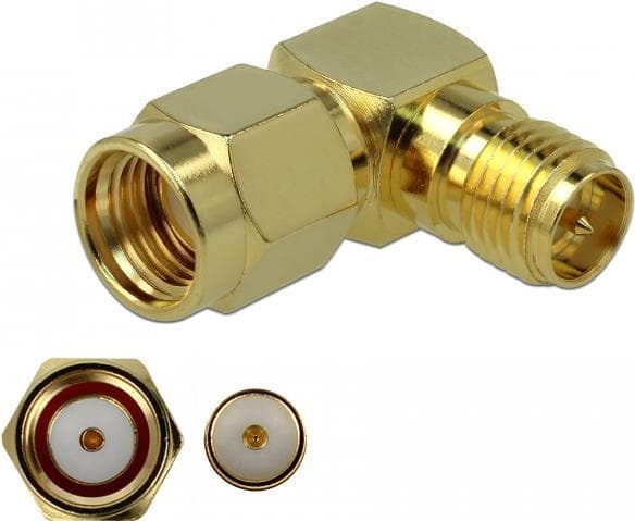 DeLOCK - Antenneadapter - RP-SMA (R) vinklet til RP-SMA (S) lige (89968)