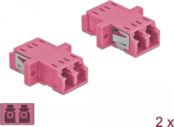 DeLOCK - Netværkskobling - LC Multi-Mode (W) til LC Multi-Mode (W) - fiberoptisk - OM4 - violet (pakke med 2) (86537)