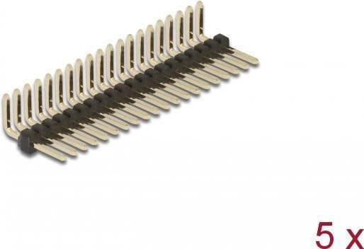 Delock pin header 20 pin, stigning 1,27 mm, 1 række, vinklet, 5 stykker (66690)