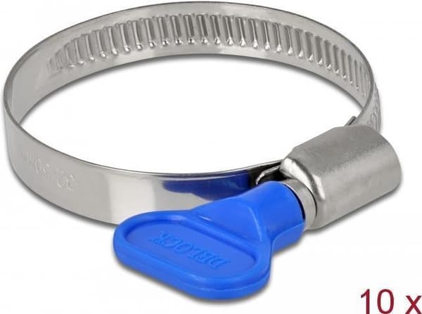 Delock Butterfly - slangeklemme - egnet til 32 - 50 mm slange - blå (pakke med 10) (19448)