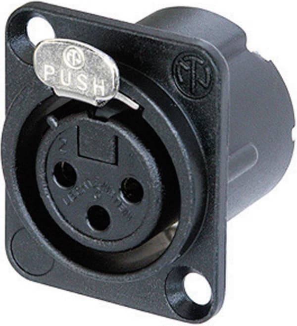 Neutrik NC3FD-LX-B XLR-stik Flangefatning, kontakter lige Antal ben: 3 Sort 1 stk.