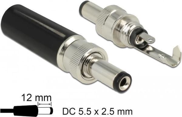 DeLOCK 89916 ledningsstik DC sort - rustfrit stål (89916)