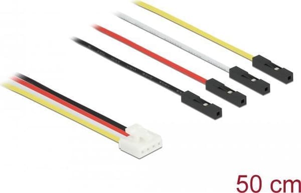 Delock IOT - strøm-/datakabel - 4 ben Grove (M) til jumperledninger (W) - 5 A - 50 cm - startkabel - sort, hvid, gul, rød (86950)