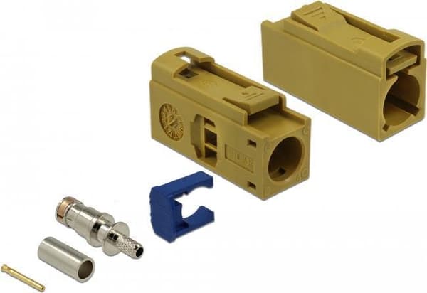 DeLOCK 25 mm (lang) til crimpning - RF-stik - FAKRA K-stik (M) crimp - Curry, RAL 1027 (89694)